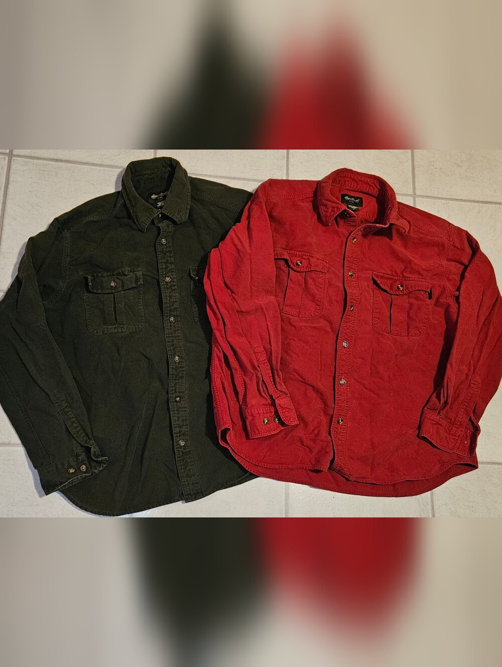 Eddie Bauer Mens Large Flannel Over Shirt Long Sleeve Button Up Shacket Lot Of 2